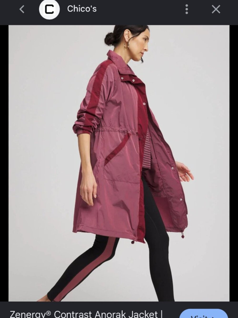 nwt chico's contrast zenergy anorak jacket waterproof 0 small
